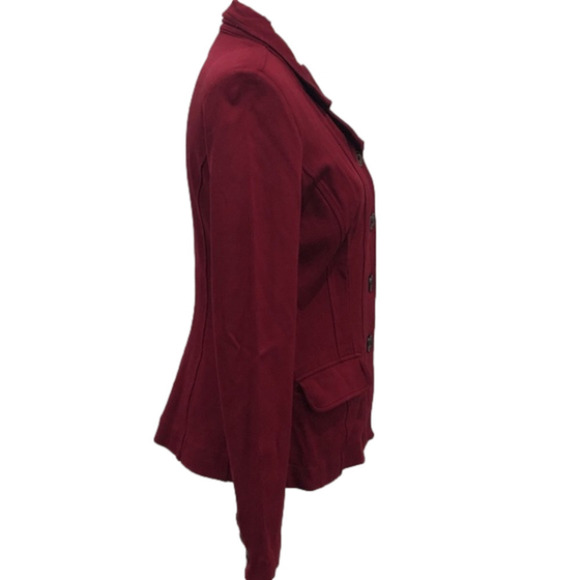 Cabi Style #3175 Rhubarb Red Outing Asymmetrical Button Front Blazer Size 6 - Picture 4 of 10